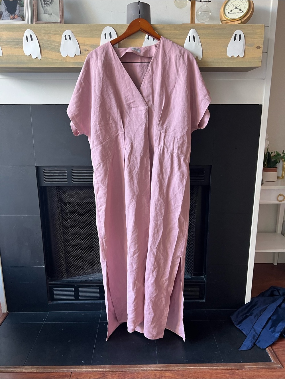 Brunello Cucinelli Linen Dusty Pink Maxi Caftan Dress